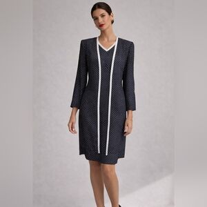 Vintage 80s Michael B Ltd Polka Dot Dress Petites Made USA Mod Career